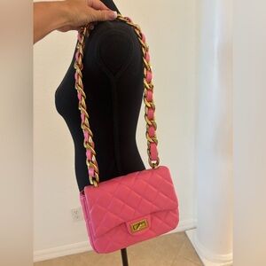 Pink Quilted Chain  Vegan Very Durable Strap Bag